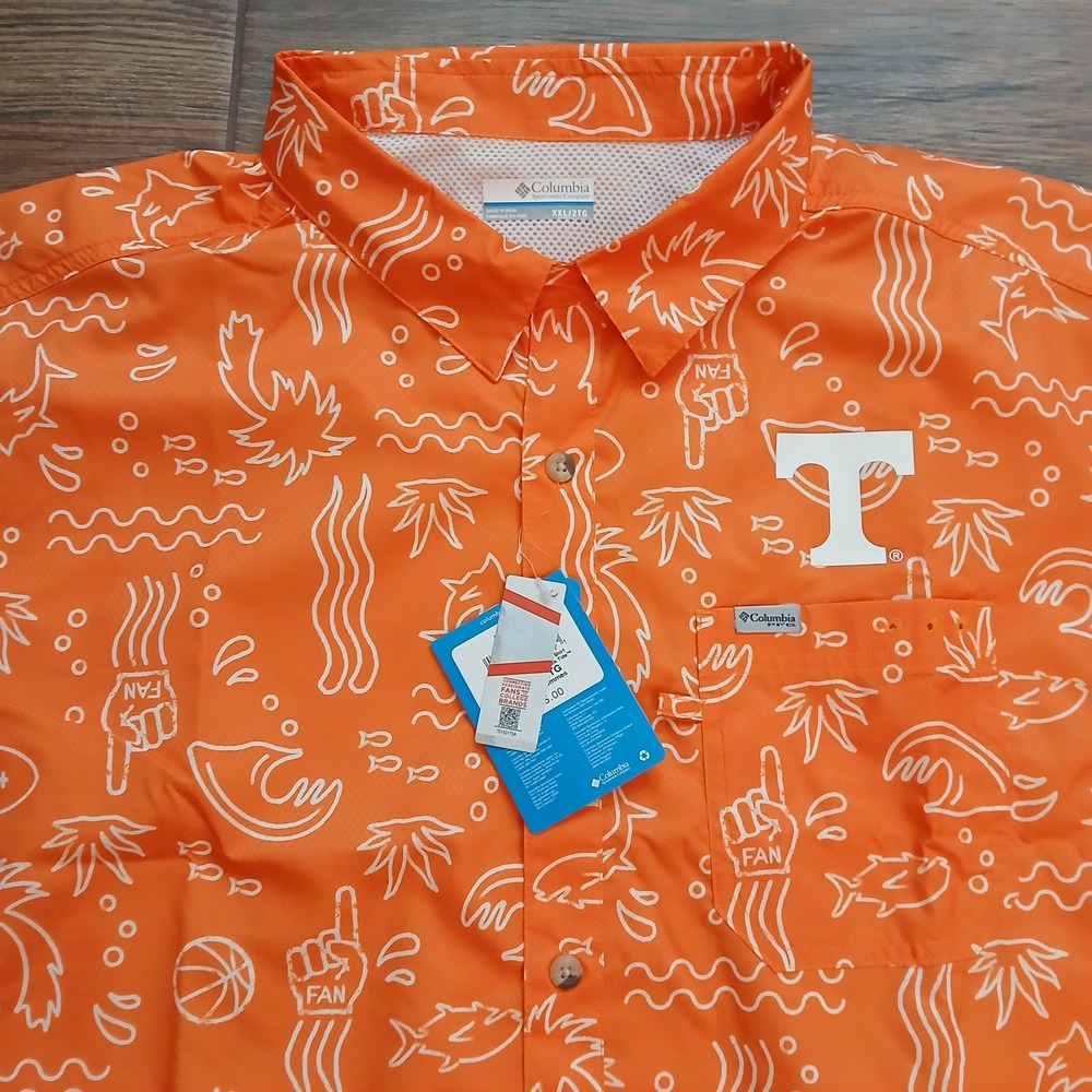 Columbia PFG Tennessee Volunteers Super Slack Shirt Mens XXL 2XL Orange Fishing